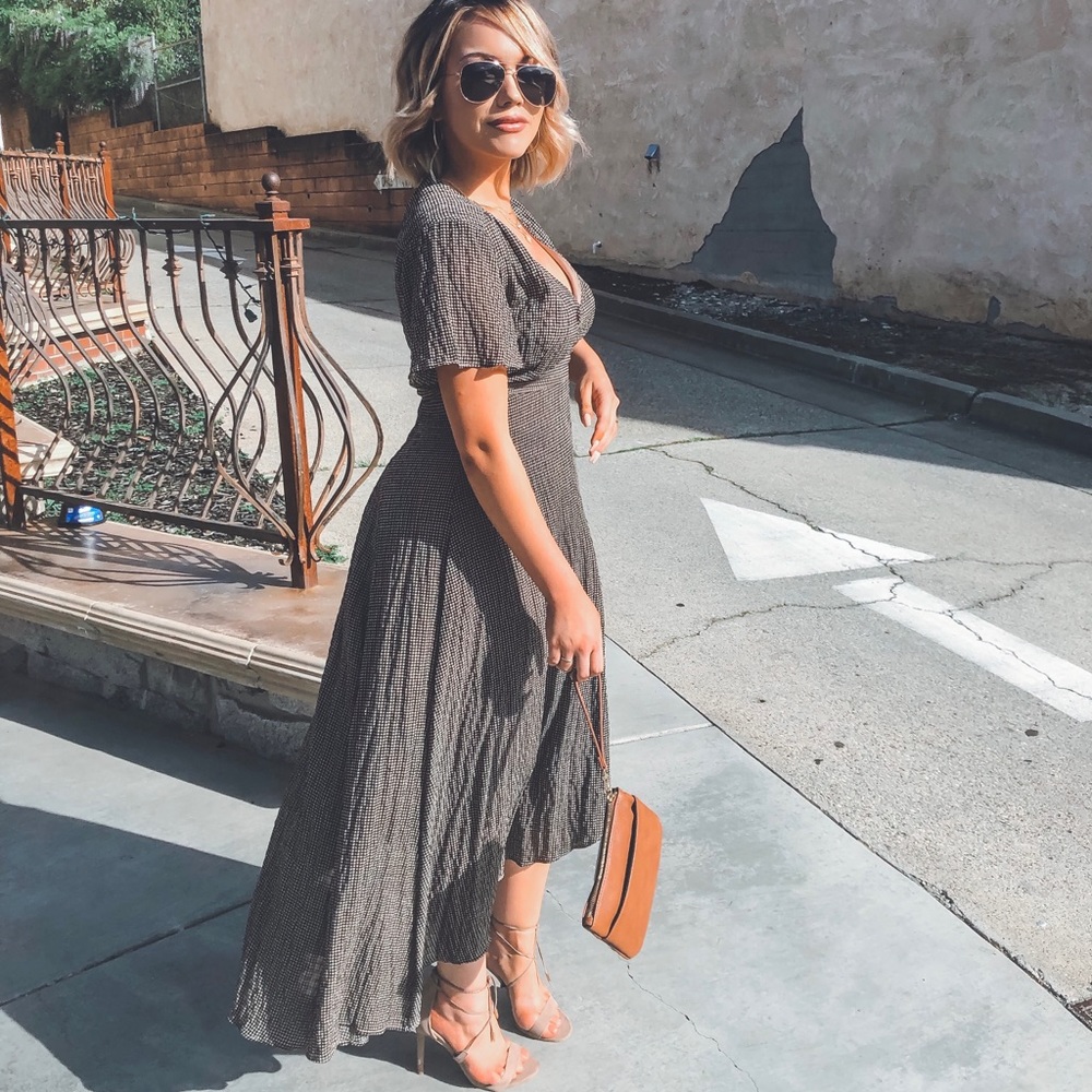 Vici Dolls Wrap Gingham Maxi Dress